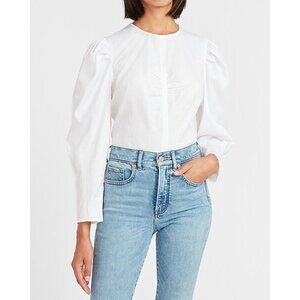 Express Ruched Front Puff Sleeve Top S